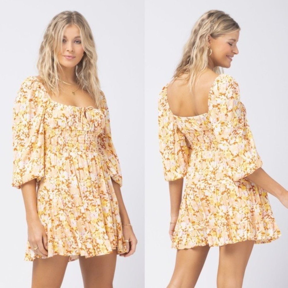 NWT L*Space Yellow Floral Printed Cassidy Dress